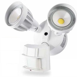Homestar White Two Heads LED Security Flood Light Outdoor Light with Sensor, 30W,3000Lm, 120V, ETL&DLC Listed
